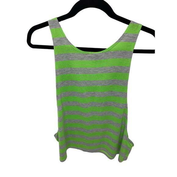 Exist Womens Size XL Tank Top Shirt Green Gray Striped Sleeveless - Picture 2 of 3